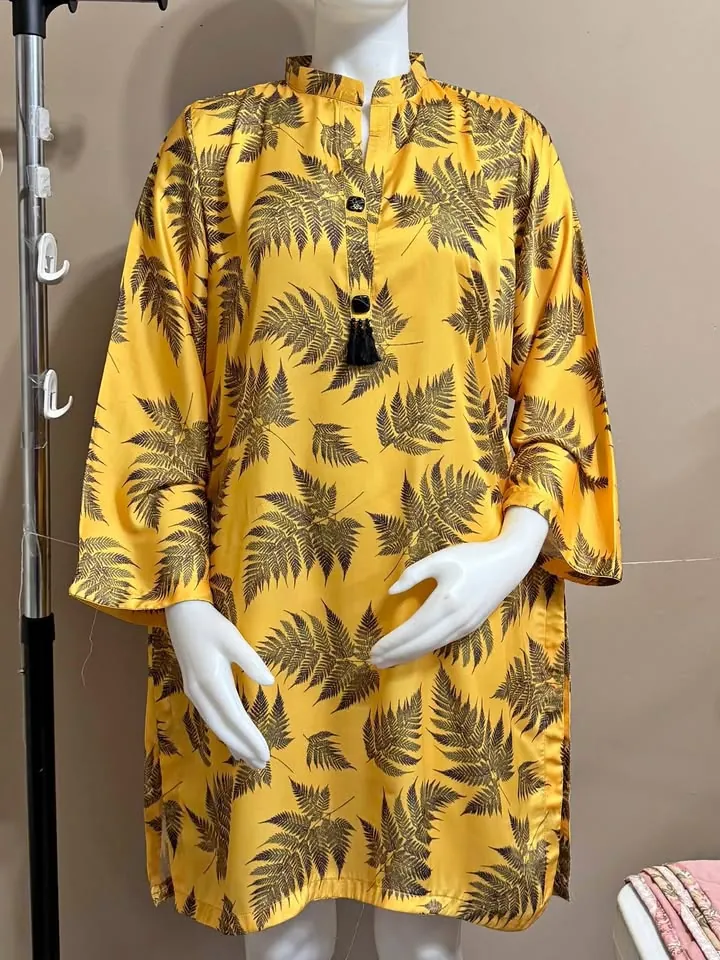 Yellow Silk Tailor Stitch Kurta, photo 1 of 3