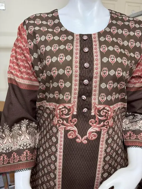 Brown Branded Khaddar Dress, photo 3