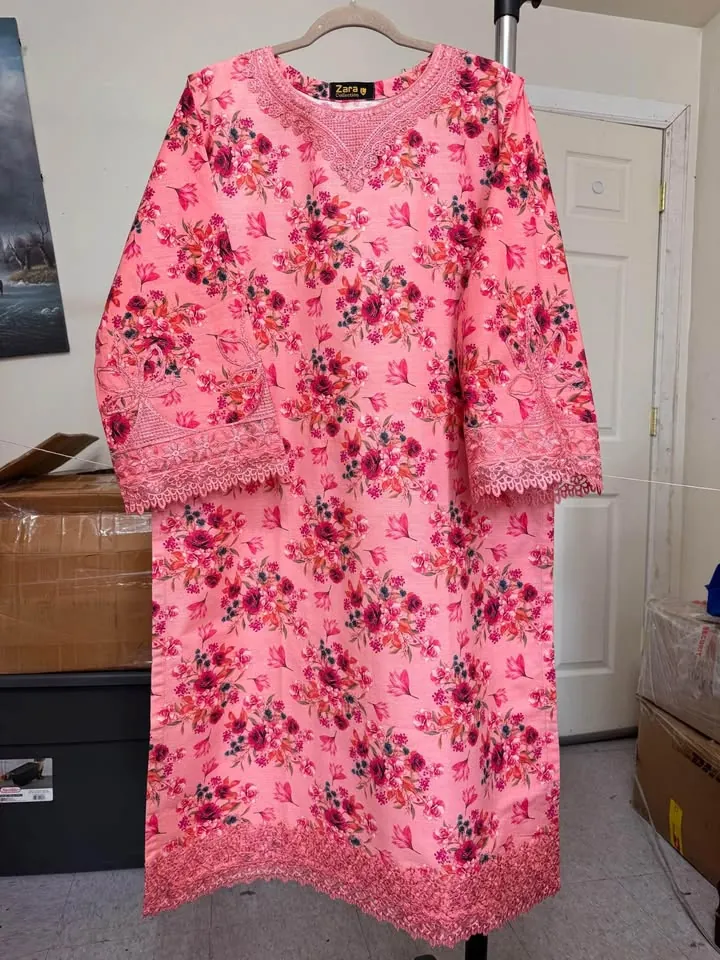 Pink Floral Branded Khaddar Suit with Shawl, photo 6 of 6
