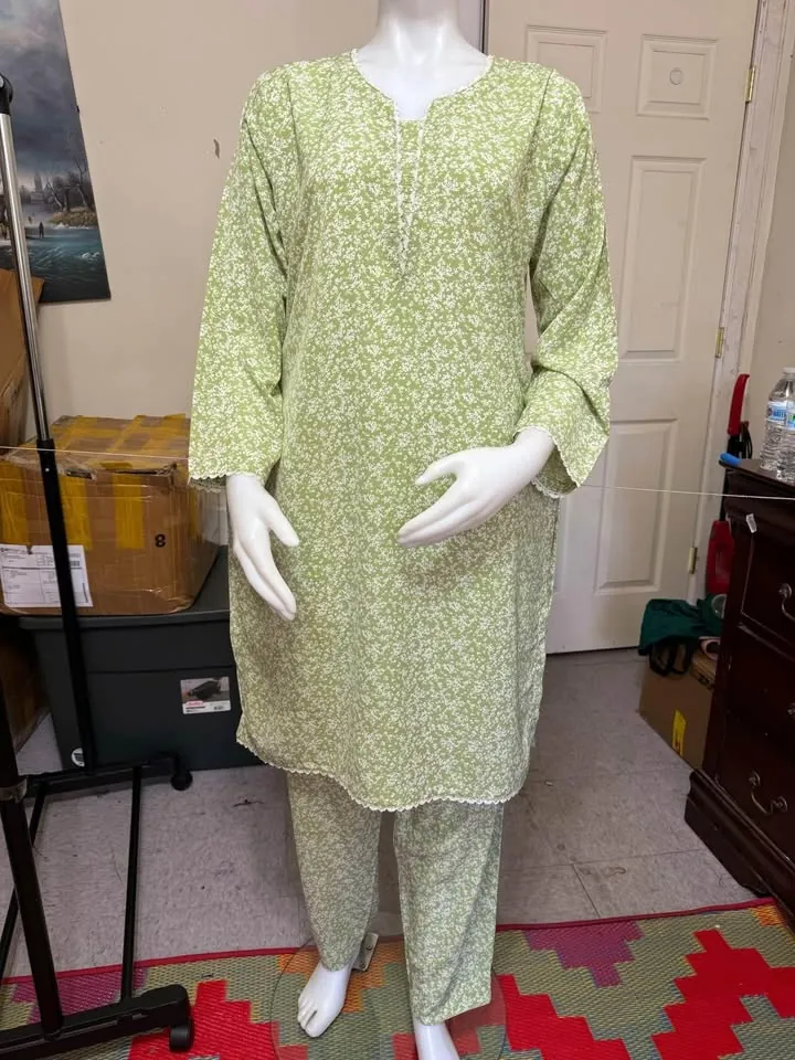 Green Georgette Tailor Stitch 2-Piece Suit, photo 2 of 3
