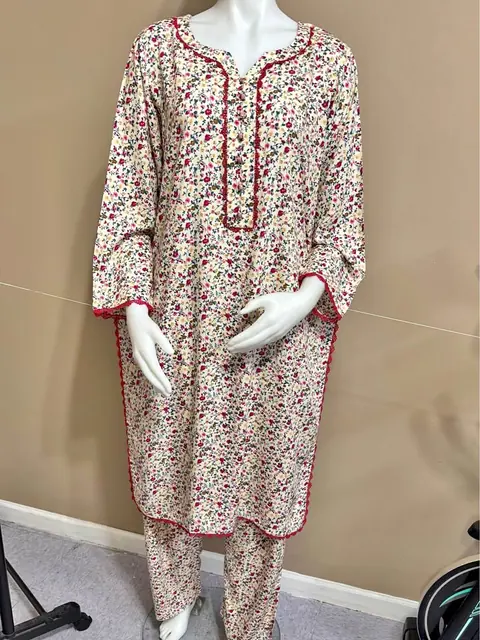 Floral Linen Tailor Stitch 2-Piece Suit / Cordset