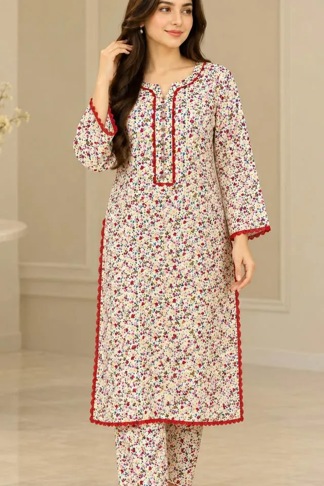 Floral Linen Tailor Stitch 2-Piece Suit / Cordset, photo 2 of 4