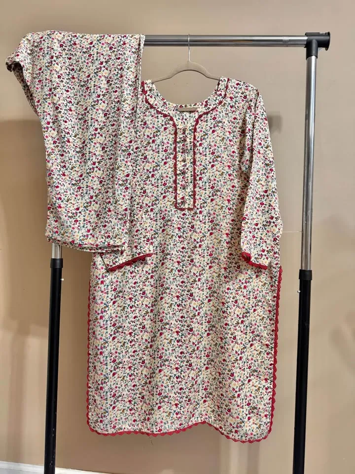 Floral Linen Tailor Stitch 2-Piece Suit / Cordset, photo 3 of 4