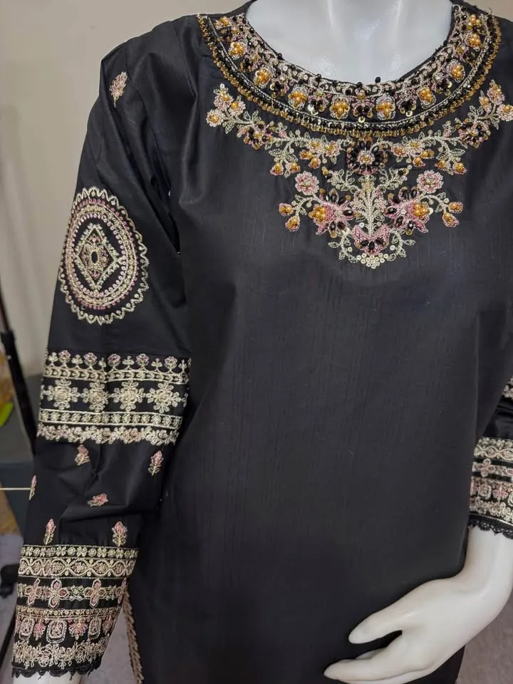 Cotton Party Wear Dress with Organza Dupatta, photo 4 of 4