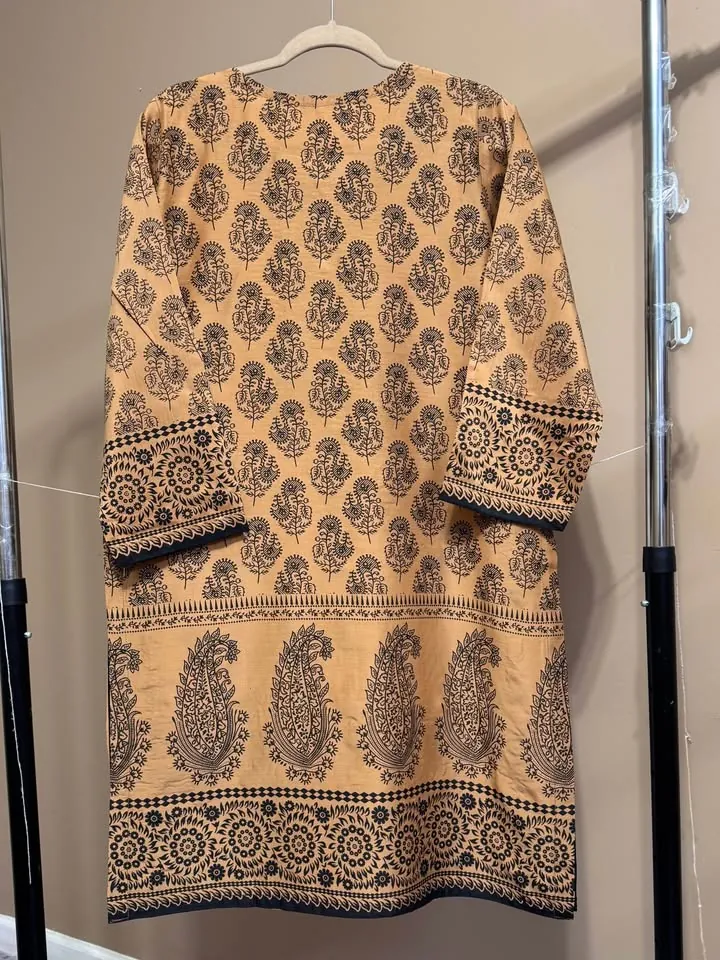 Beige Viscose Embroidered Kurti / Top, photo 5 of 6