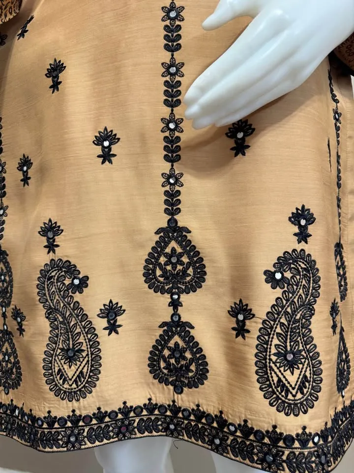 Beige Viscose Embroidered Kurti / Top, photo 6 of 6