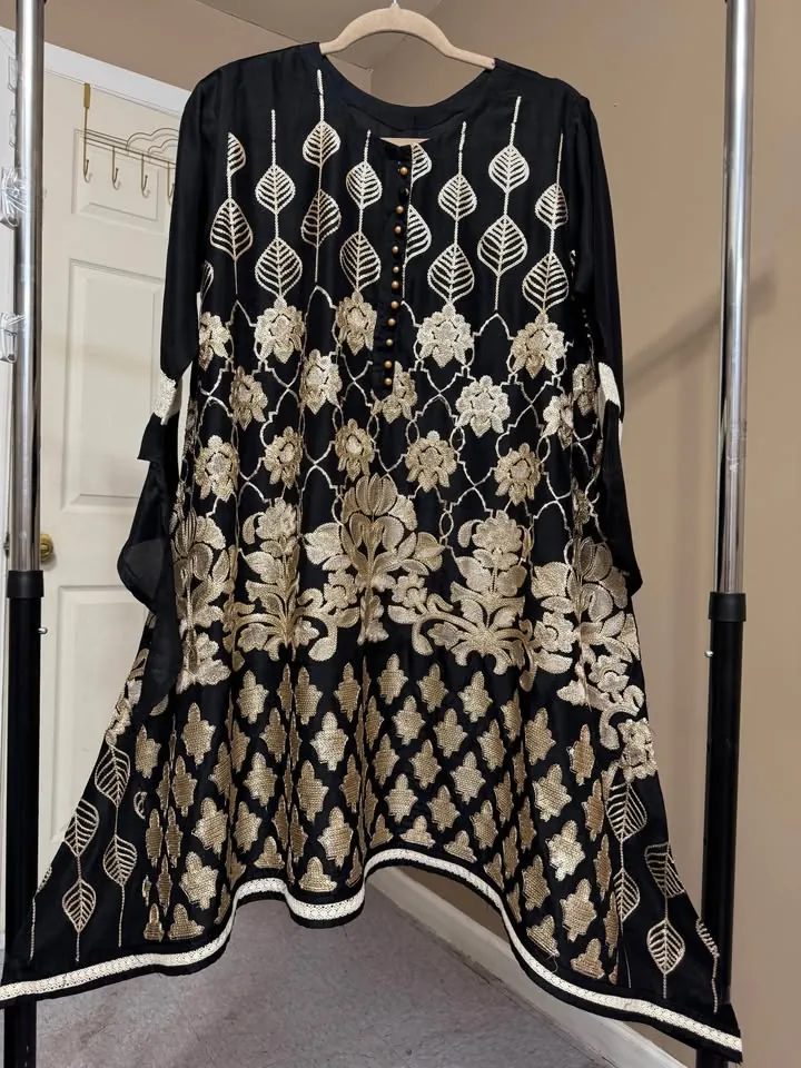 Black Viscose Embroidered Stylish Top, photo 2 of 5