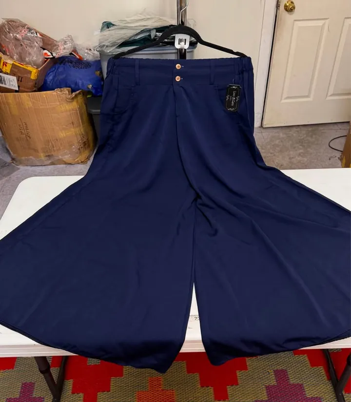 Blue Stylish Palazzo Pants with 2 Pockets, photo 4 of 4
