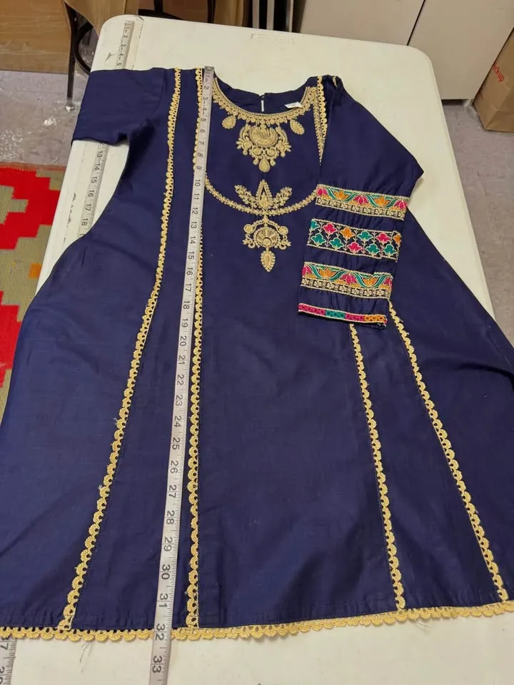 Blue Little Girl Cotton 3-Piece Dress, photo 4 of 5