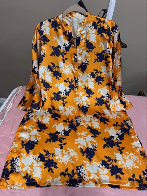 Yellow Silk Tailor Stitch Kurta / Kurti, photo 4