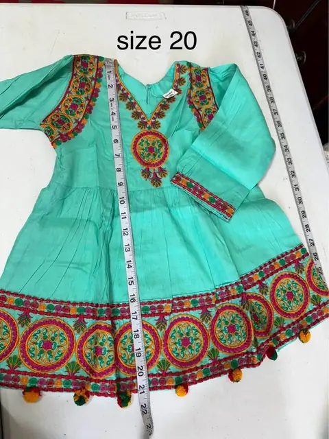 Turquoise Little Girl Cotton 3-Piece Dress, photo 3