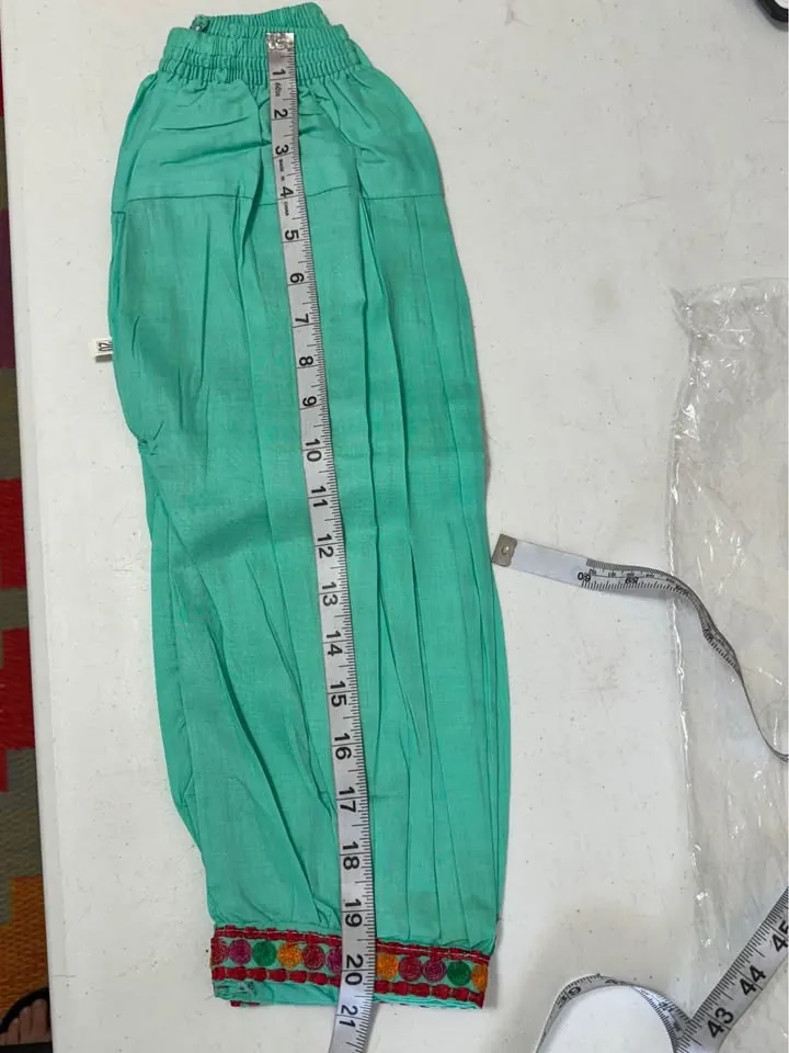 Turquoise Little Girl Cotton 3-Piece Dress, photo 4 of 4