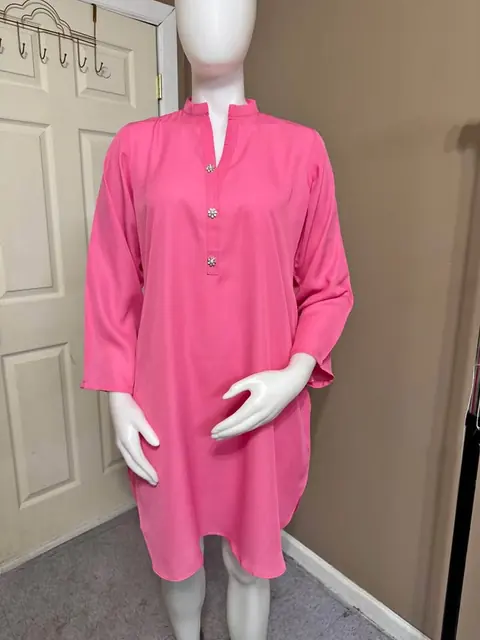 Pink Georgette Tailor Stitch Kurti / Kurta