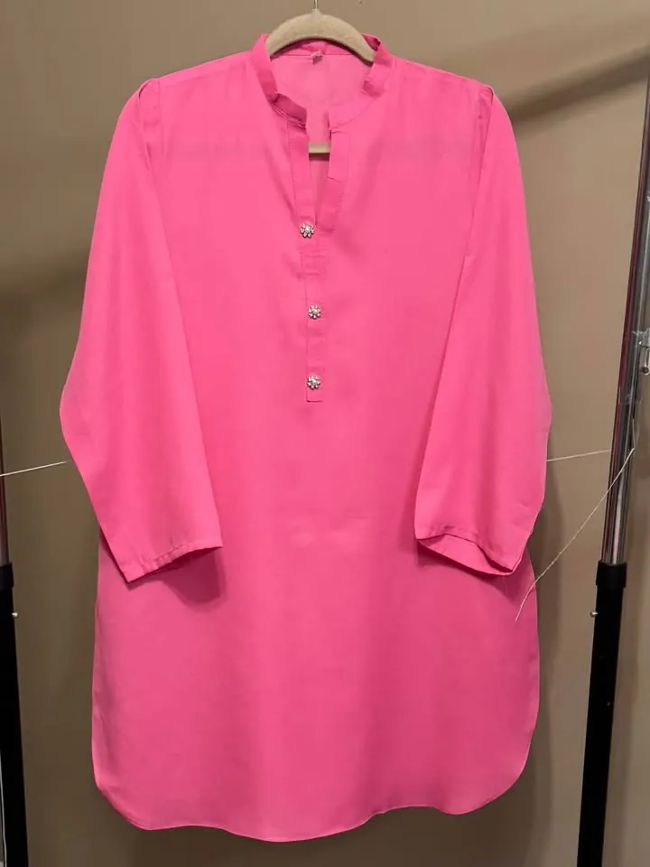 Pink Georgette Tailor Stitch Kurti / Kurta, photo 2 of 2