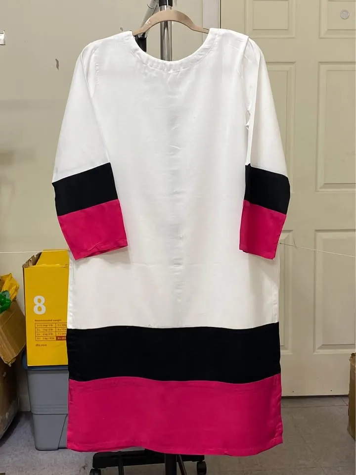 White Viscose Linen Kurti, photo 3 of 3