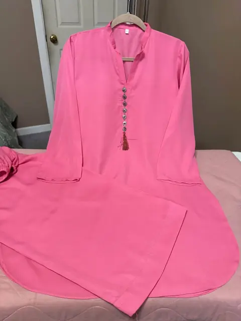 Pink Georgette Tailor Stitch Cordset / 2-Piece Palazzo Suit, photo 3