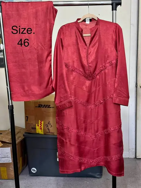 Cotton Silk 2-Piece Palazzo Suit in Red, Maroon or Tan