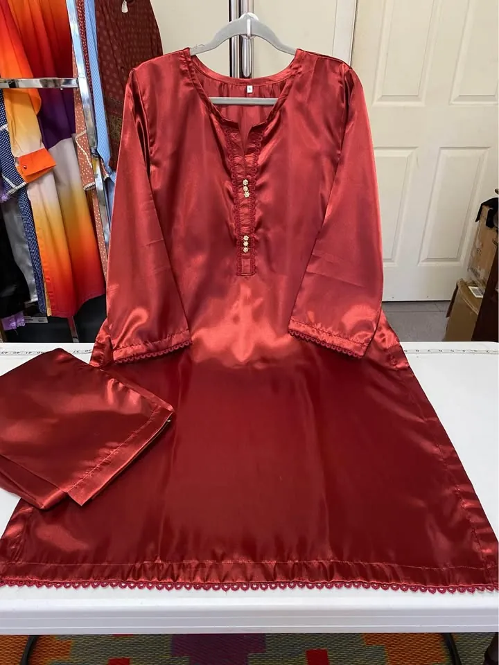 Red Silk 2-Piece Suit, photo 1 of 3