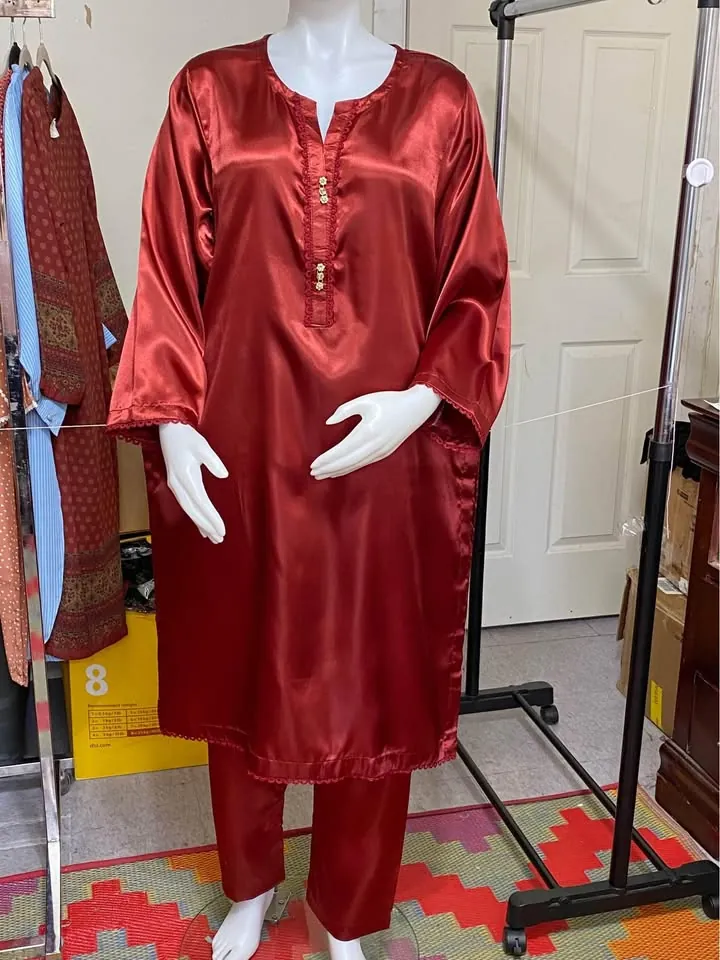 Red Silk 2-Piece Suit, photo 2 of 3