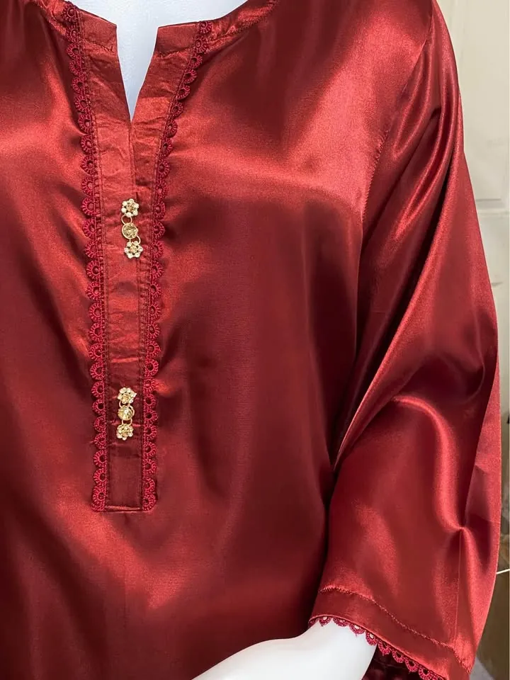 Red Silk 2-Piece Suit, photo 3 of 3