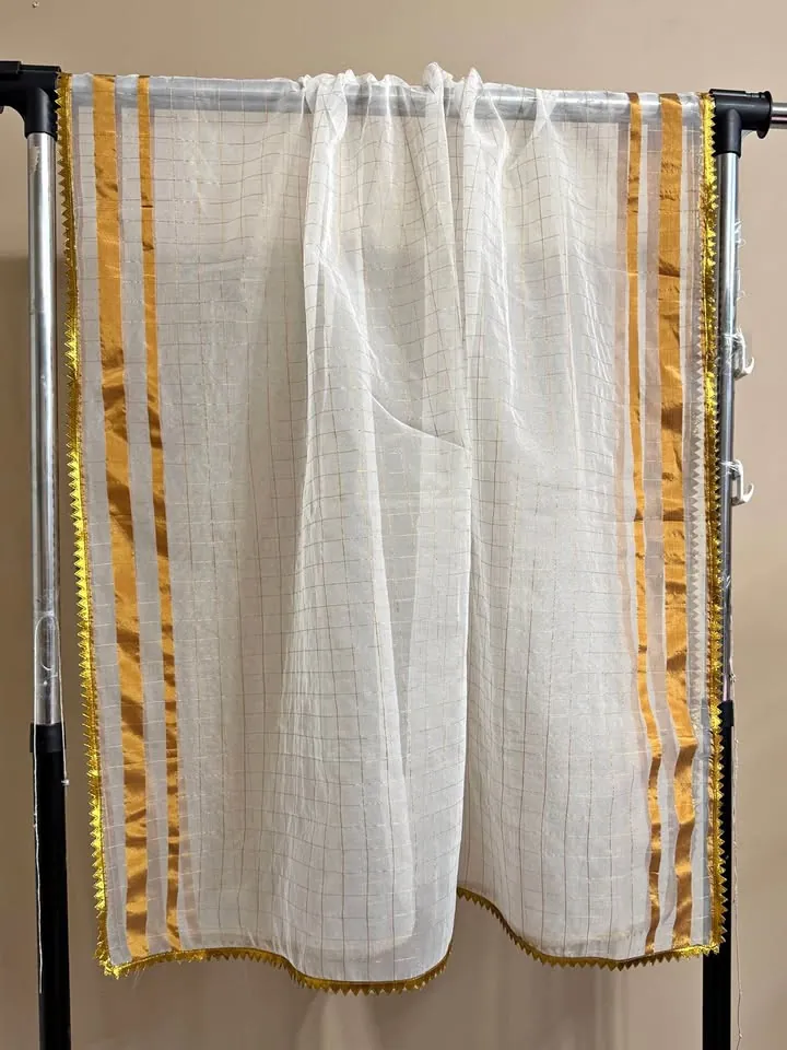 Organza White & Gold Dupatta / Scarves, photo 1 of 5